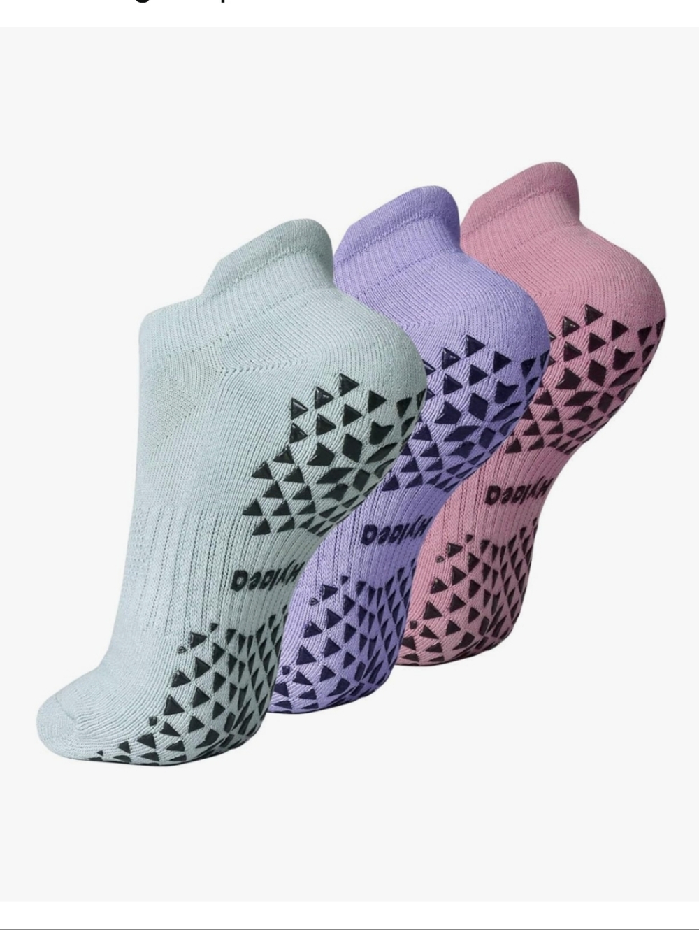 Non-Branded Cushioned Ankle Grip Socks - Mint, Lavender, Pink (3-Pack)